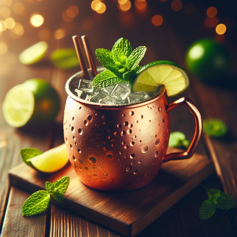 Ein Glas Moscow Mule Cocktail.